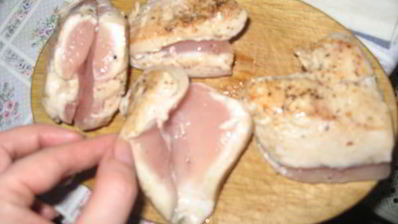 конверты с куриной грудкой, печенью и беконом