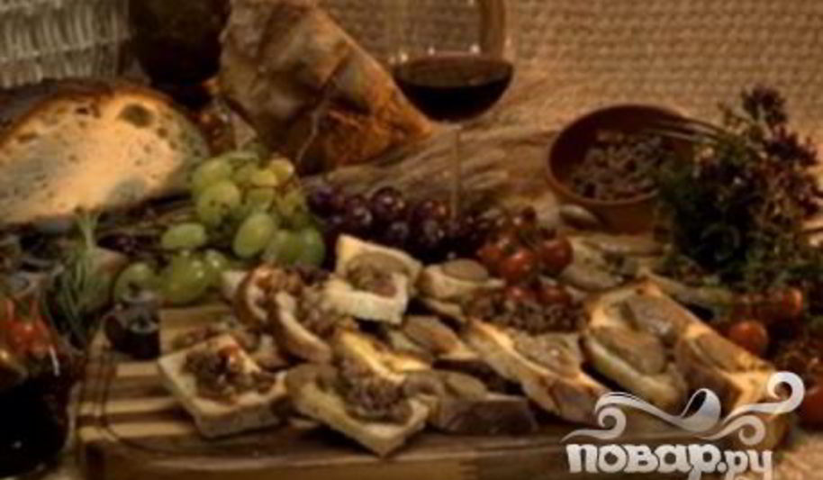 Рецепт кростини с куриной печенью