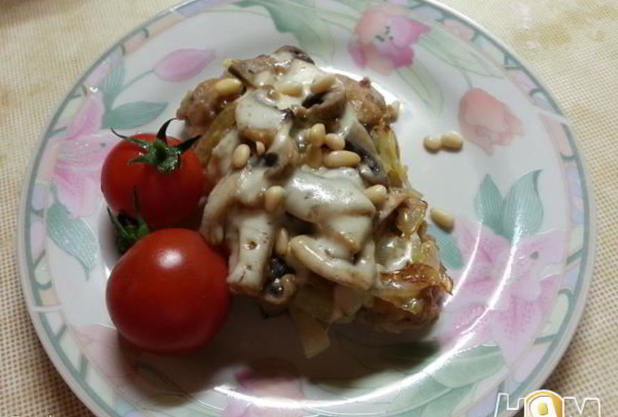 Куриная печень под шапкой