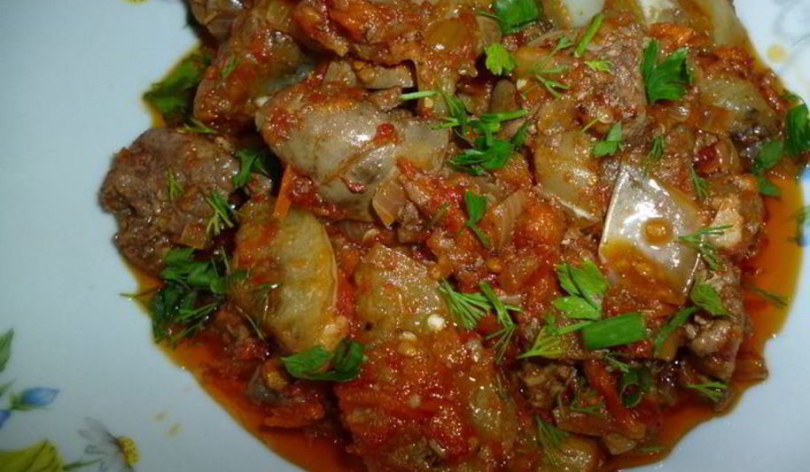 Рецепт куриной печени с белыми баклажанами