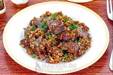 Куриная печень с гречкой в мультиварке