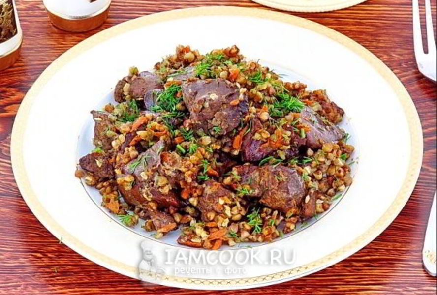 Куриная печень с гречкой в мультиварке