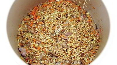 куриная печень с гречкой в мультиварке