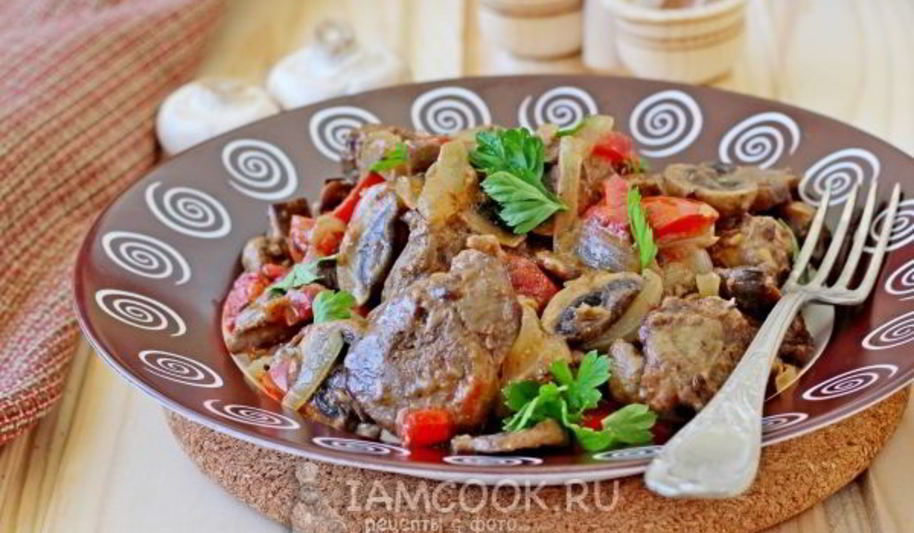 Рецепт куриной печени с шампиньонами
