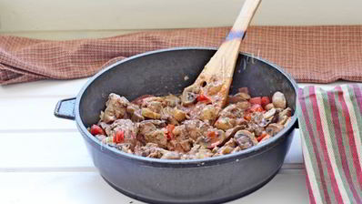 куриная печень с шампиньонами