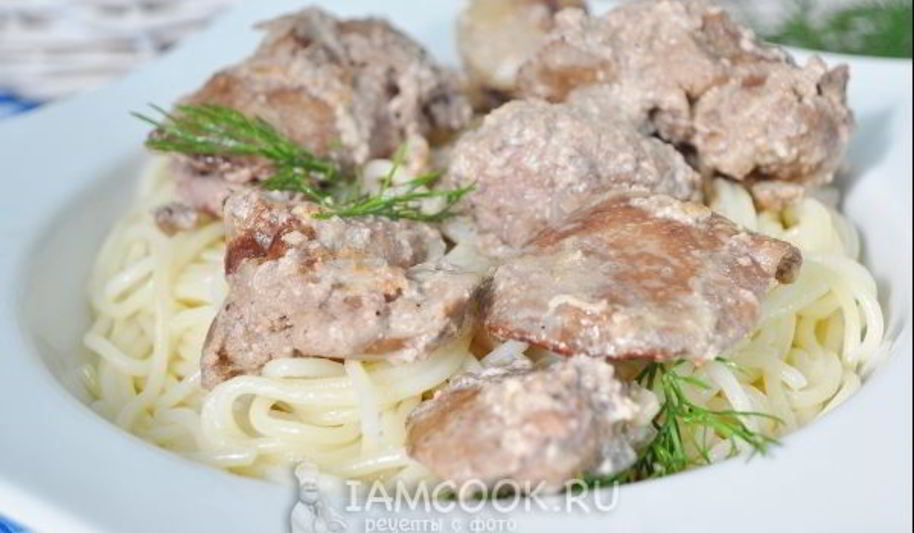 Рецепт куриной печени тушеной в сметане