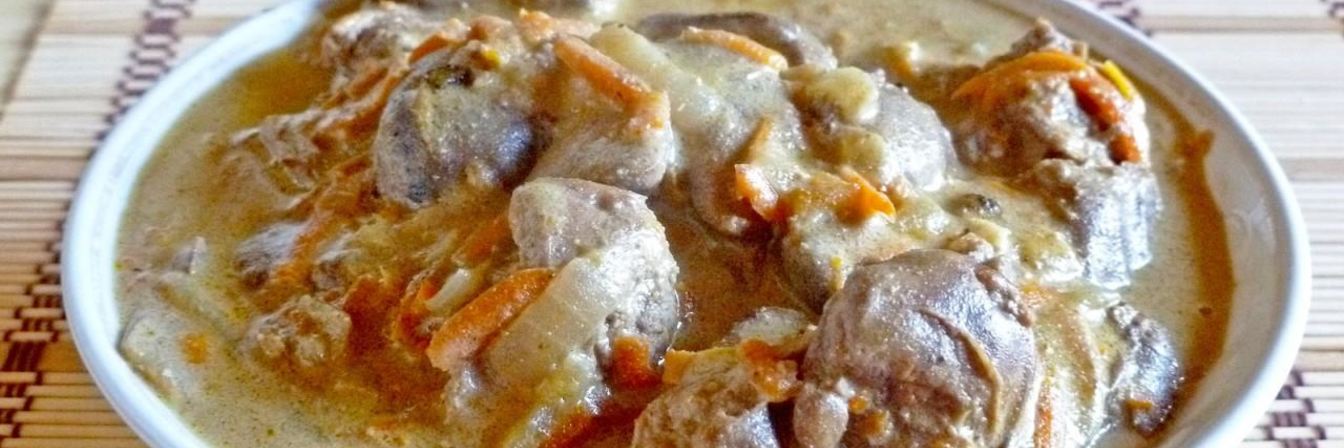 Куриная печень в сметане в мультиварке