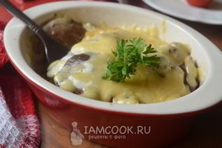 Куриная печень запеченная с сыром