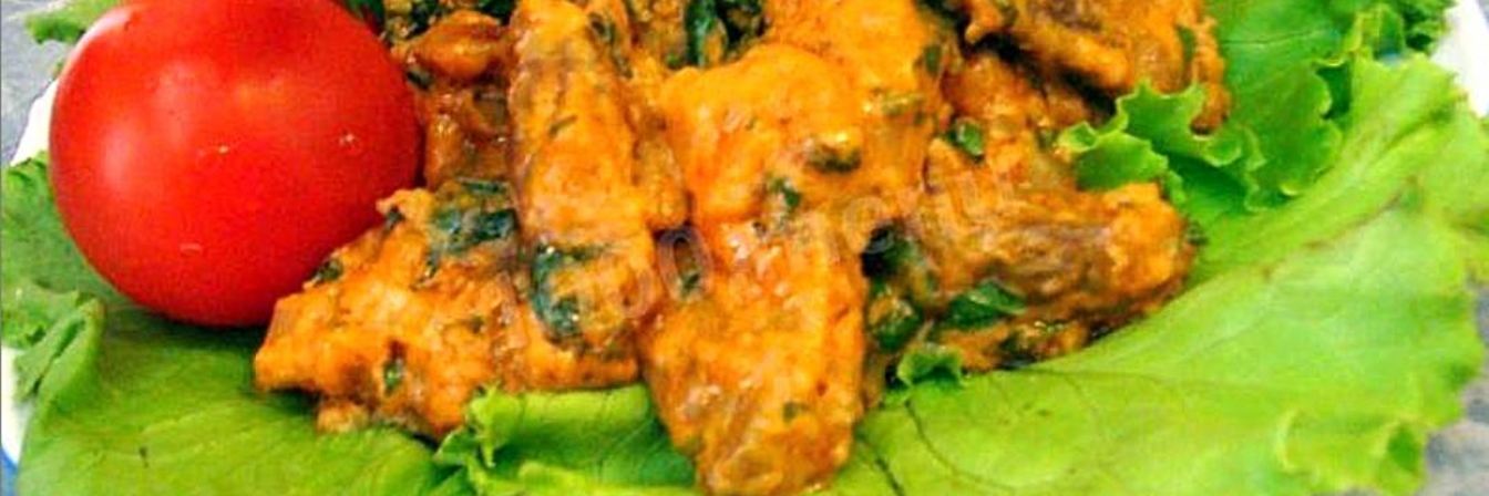 Печень говяжья по-строгановски классически