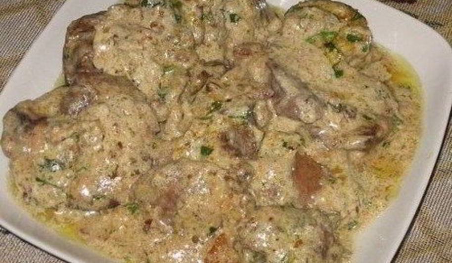 Рецепт печени куриной в ореховом соусе