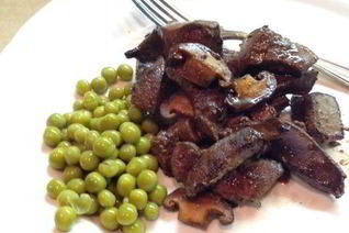 Печень с грибами