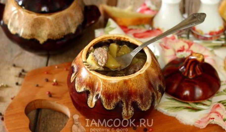 Рецепт печени с картошкой в горшочке