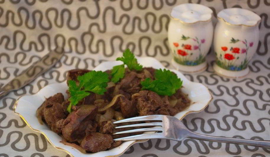 Рецепт печени с луком тушеная