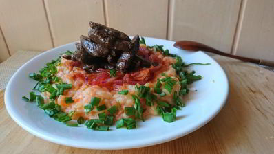 печень с овощным пюре