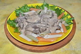 Печень в сливочном соусе бешамель