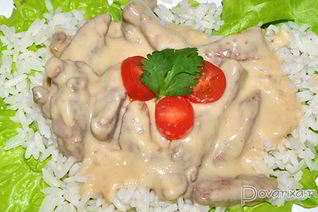 Печень в сырном соусе