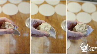 китайские пельмени с капустой и грибами