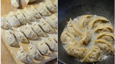 китайские пельмени с капустой и грибами