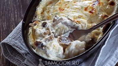 пельмени с опятами и сыром в духовке