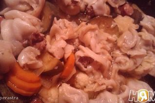 Пельмени с овощами