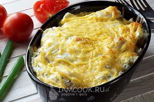 Пельмени с сыром и сметаной в духовке