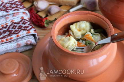 Пельмени в горшочках в духовке