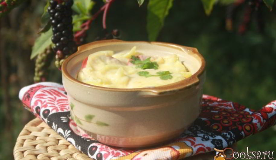 Рецепт пельменей в омлете с овощами