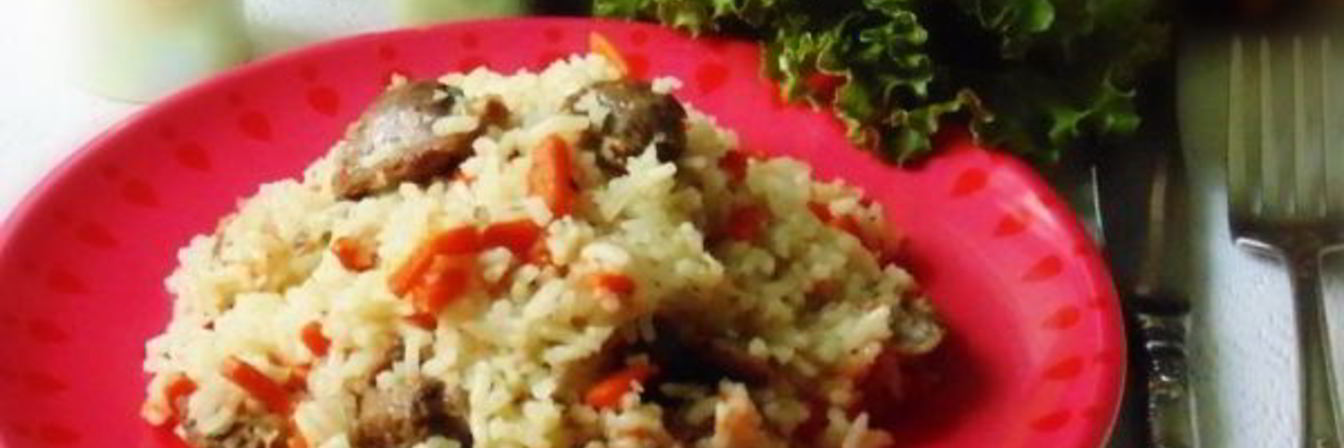 Диетический плов с куриными желудками