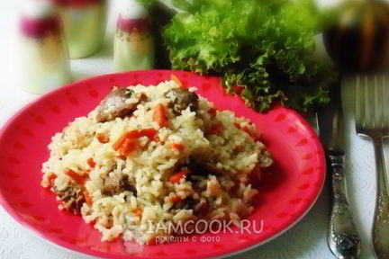 Диетический плов с куриными желудками