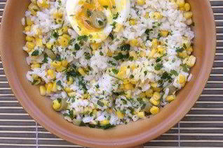 Летний плов с кукурузой и мятой