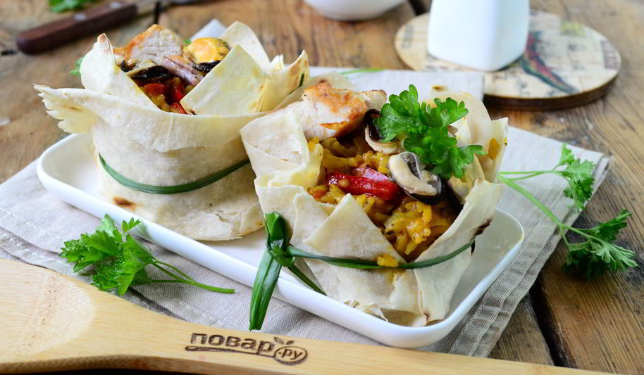 Рецепт паэльи в лаваше