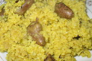 Плов из пшена с куриными сердечками