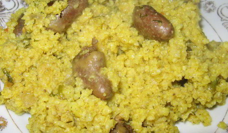 Рецепт плова из пшена с куриными сердечками