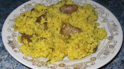 плов из пшена с куриными сердечками