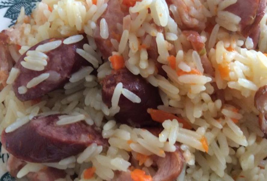 Плов на шкварках с копченостями