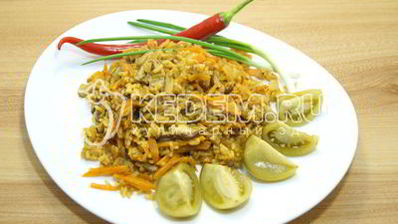 плов с грибами