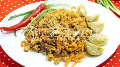 плов с грибами