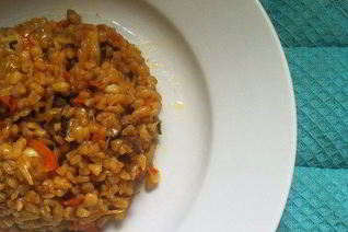 Веганский плов из булгура с баклажанами