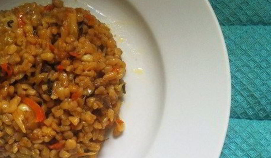 Рецепт веганского плова из булгура с баклажанами