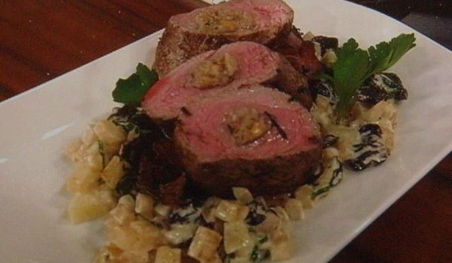 Рецепт филе теленка фаршированное маслом грецкого ореха с рагу из кольраби