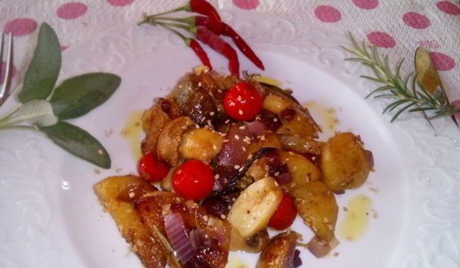 Рецепт капонаты из молодого картофеля с шалфеем и розмарином