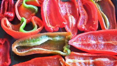 овощное рагу на основе запеченных баклажанов и перцев