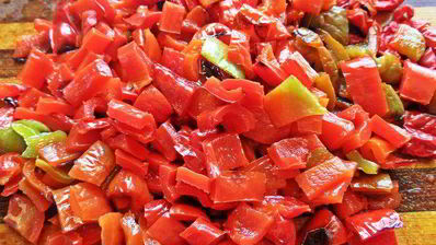 овощное рагу на основе запеченных баклажанов и перцев