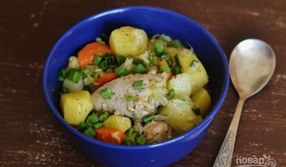 Рецепт овощного рагу с курицей и кабачками