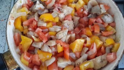 постное овощное рагу из баклажанов с грибами и овощами