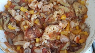 постное овощное рагу из баклажанов с грибами и овощами