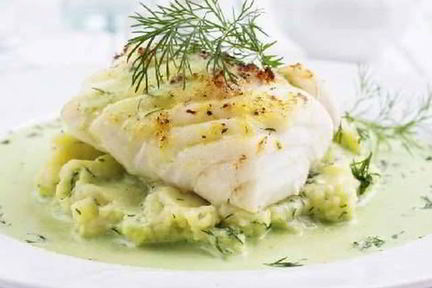 Рагу из судака в укропно-горчичном соусе