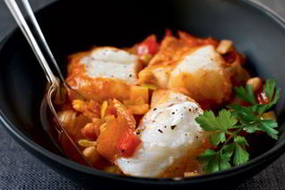 Рагу из трески с помидорами