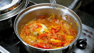 рагу из тыквы с вешенками и соусом лечо