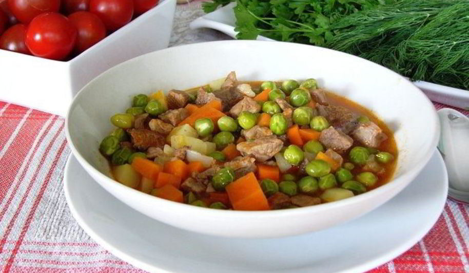 Рецепт рагу из зеленого горошка с мясом
